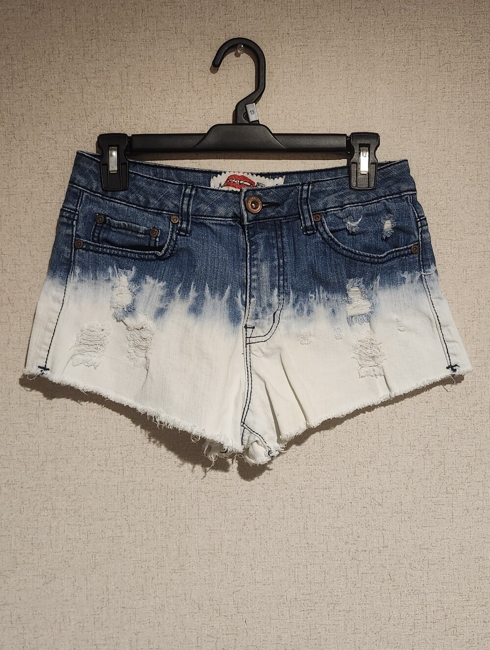 Y2k Dip Dye Ombre Distressed Mini Shorts